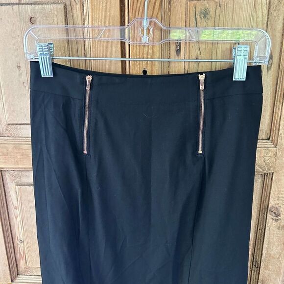 Kit And Ace Black Midi Pencil Skirt Wool Blend Zip Front Slit Office Womens Sz 4 - Picture 2 of 9